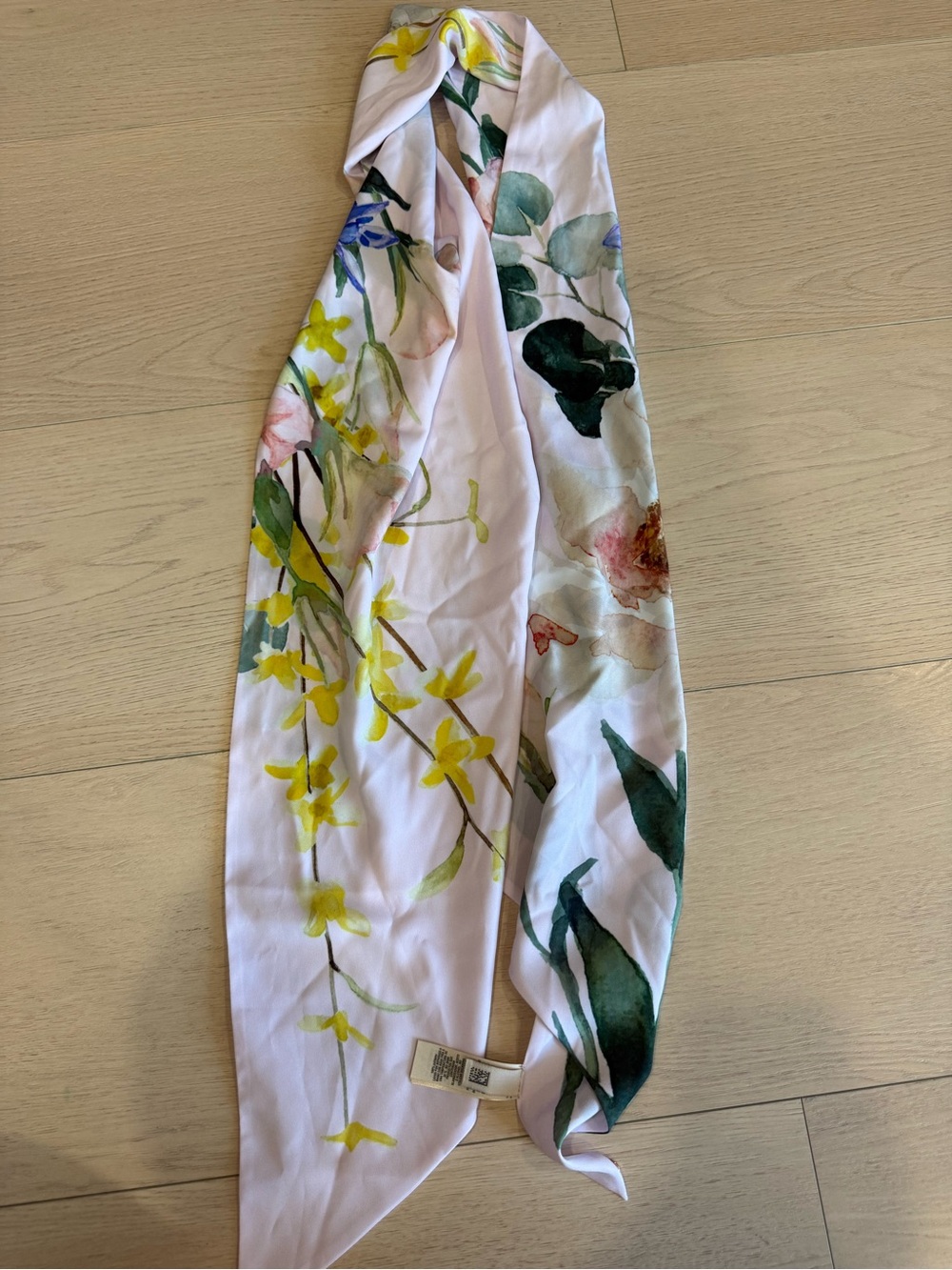 Ted Baker Pink Floral-Accent Silk Scarf
